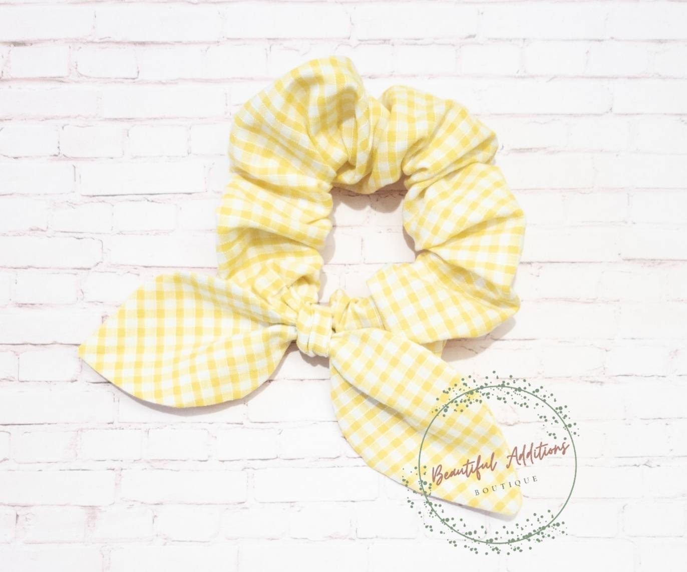 Gingham bow scrunchies. School scrunchies