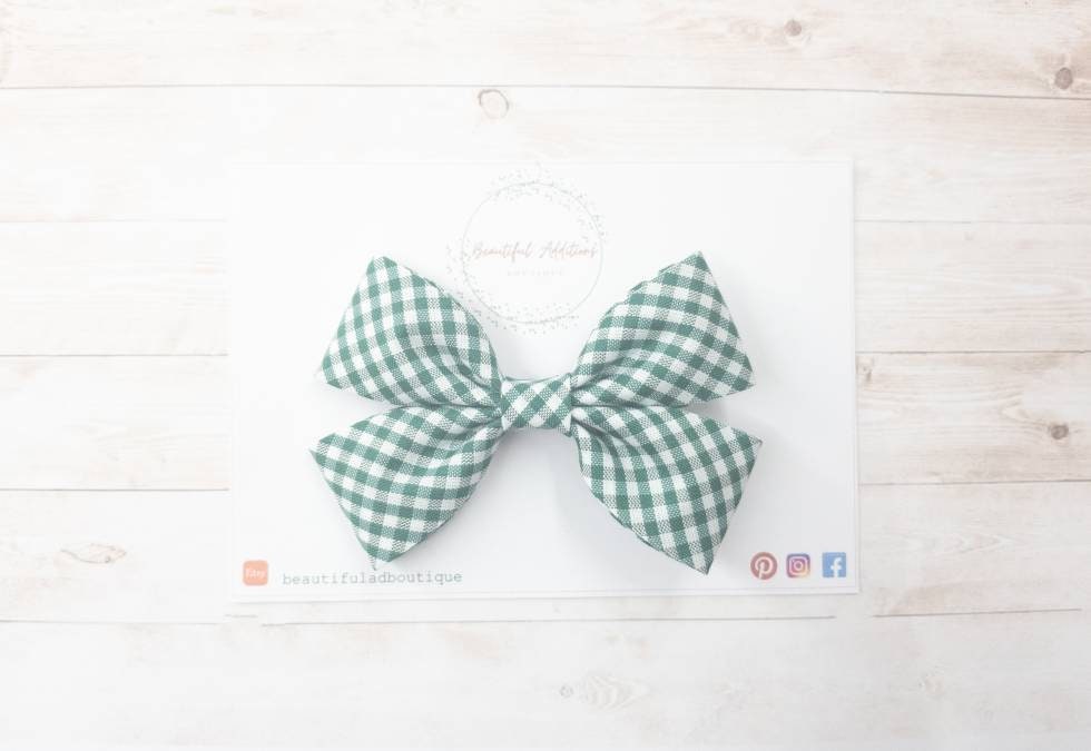 Fabric Gingham Hair Bow.