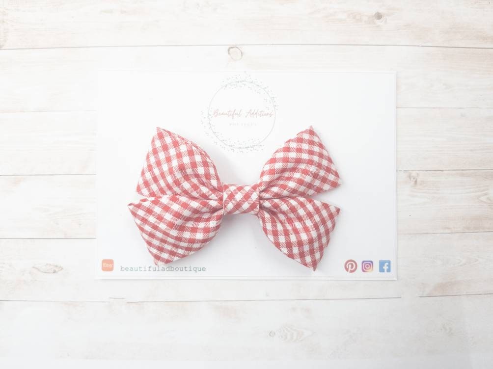 Fabric Gingham Hair Bow.