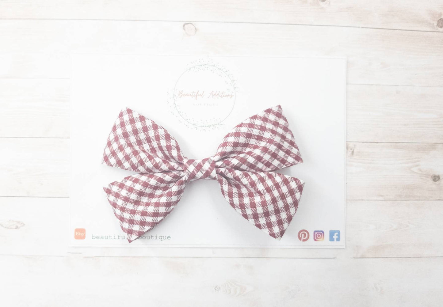 Fabric Gingham Hair Bow.