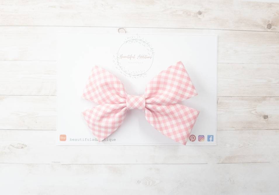 Fabric Gingham Hair Bow.