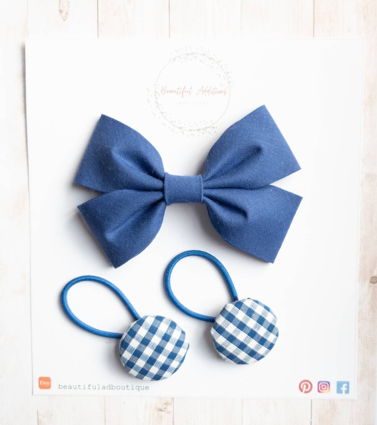 Fabric hair bow and matching Button Bobbles.