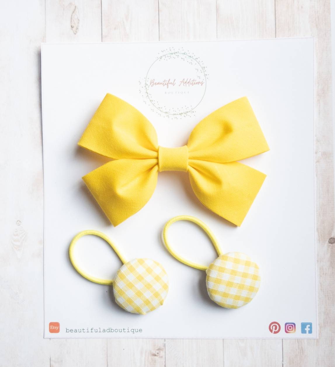 Fabric hair bow and matching Button Bobbles.