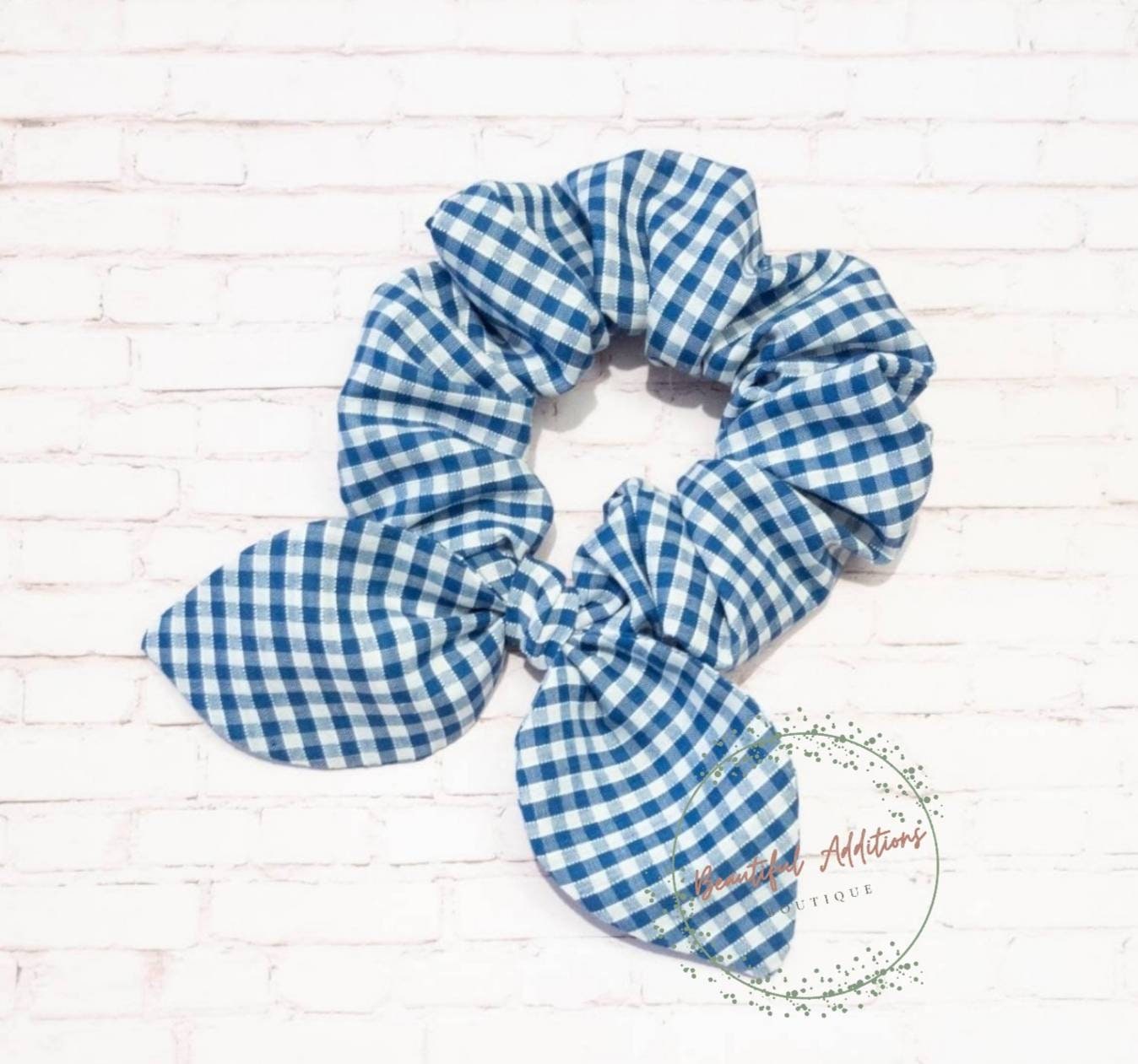Gingham bow scrunchies. School scrunchies