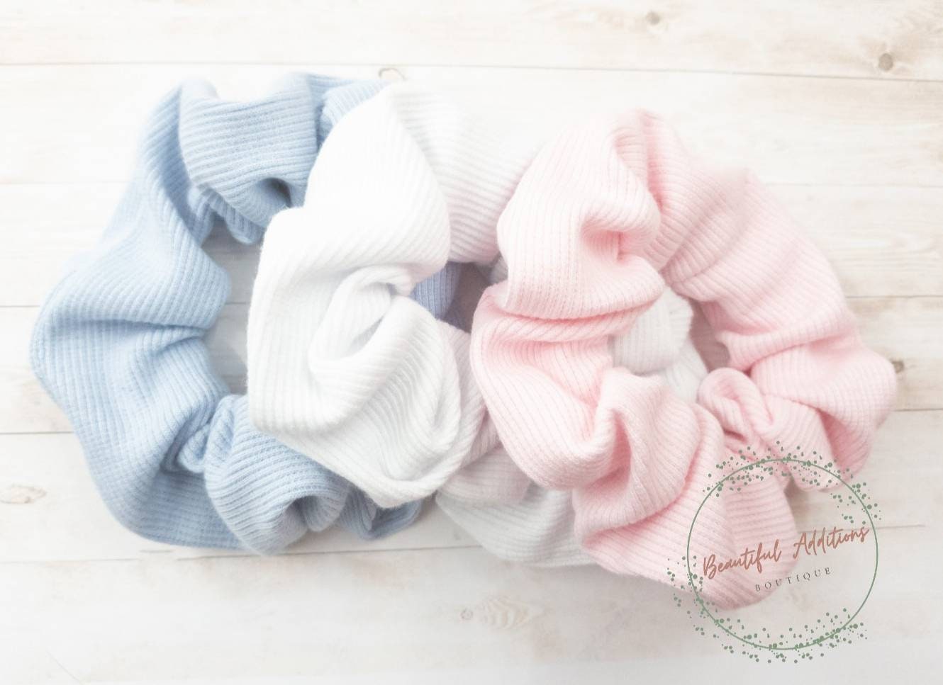Soft jersey scrunchies.
