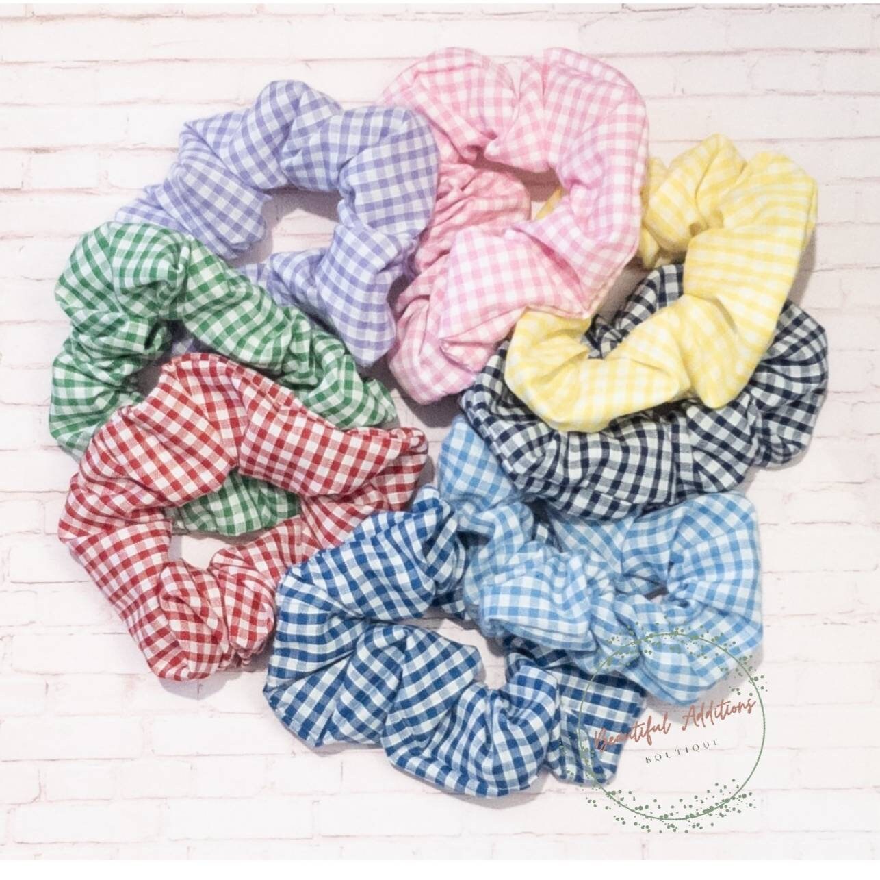 School Gingham Hair Scrunchies.