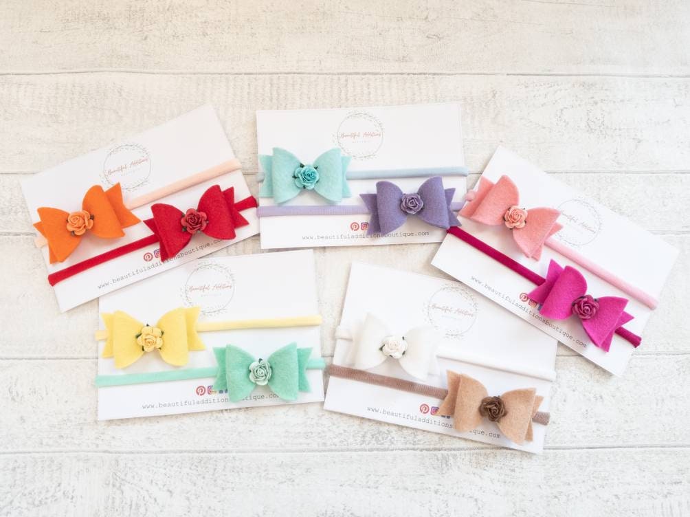 Soft felt bow baby headbands.