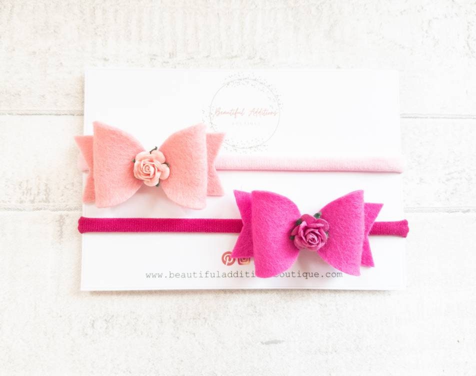 Soft felt bow baby headbands.