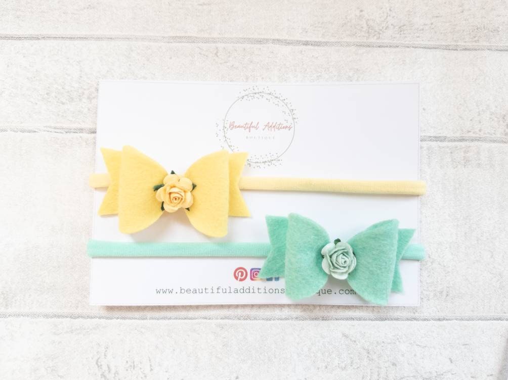 Soft felt bow baby headbands.