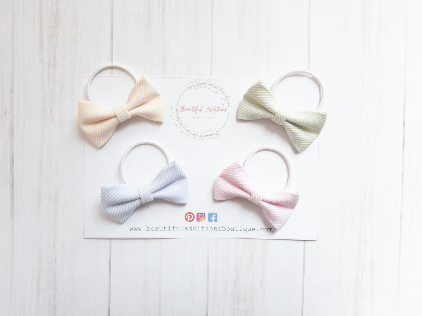 Pastel Stripe Cotton Toddler Bow.
