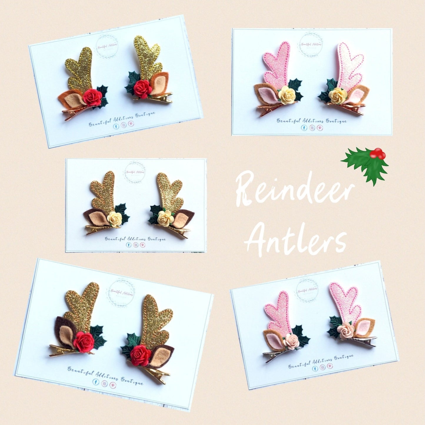 Reindeer Antlers. Christmas. Clips. Festive.