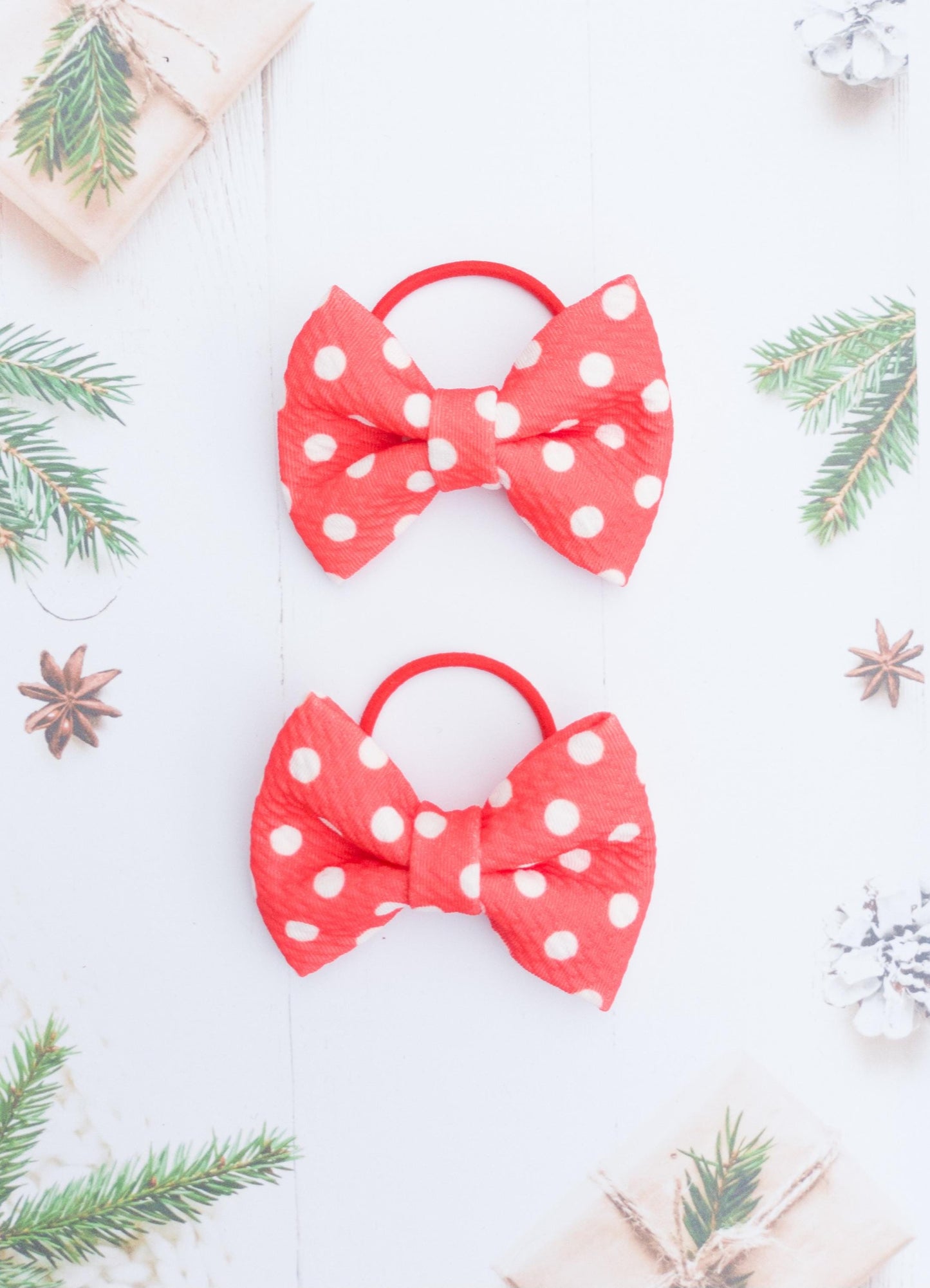 Pigtail Bows. Christmas.